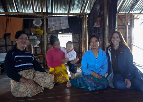 The widow, her daughters, Win, and I at Inle Lake